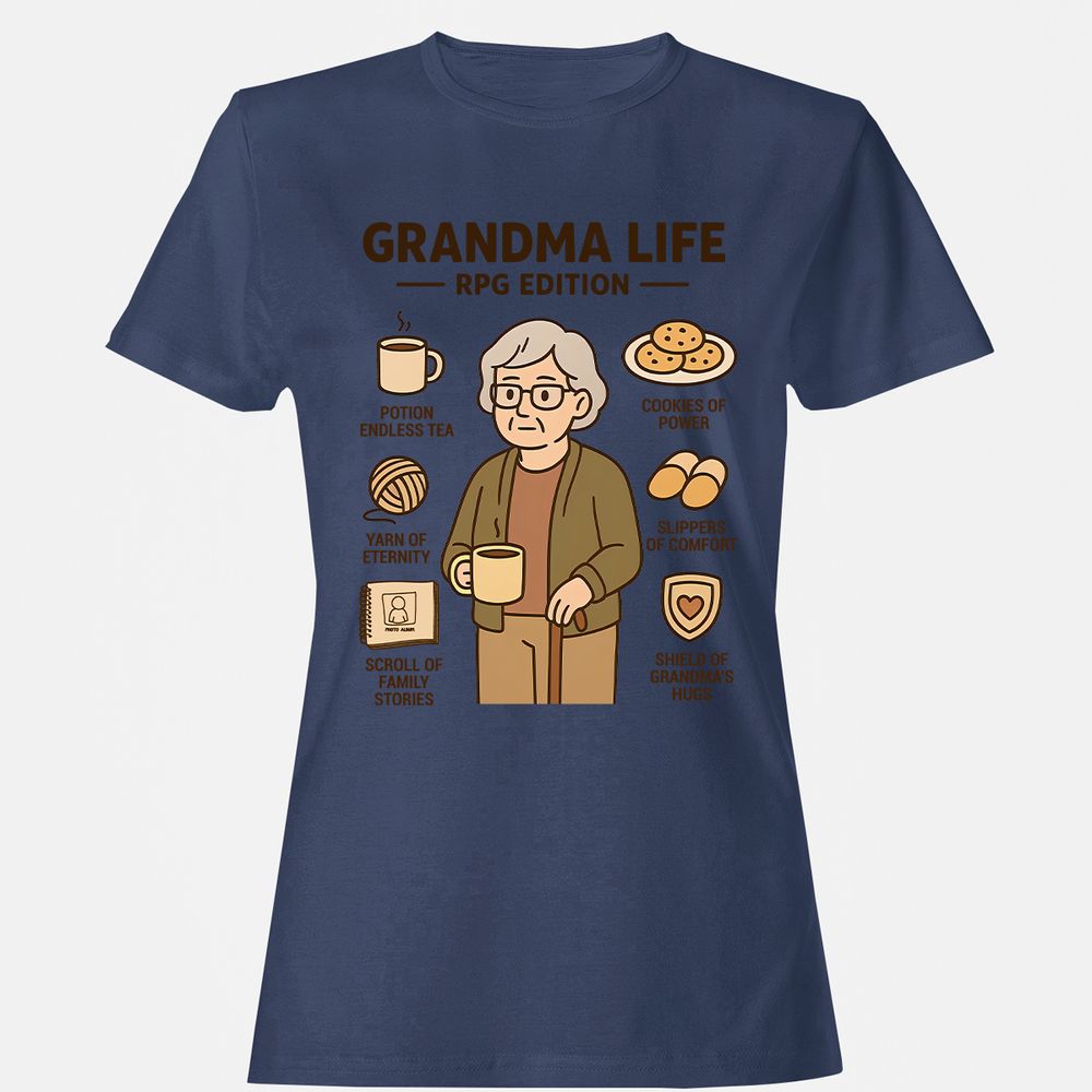 Grandma Life RPG Edition Women's T-Shirt - Navy - 10