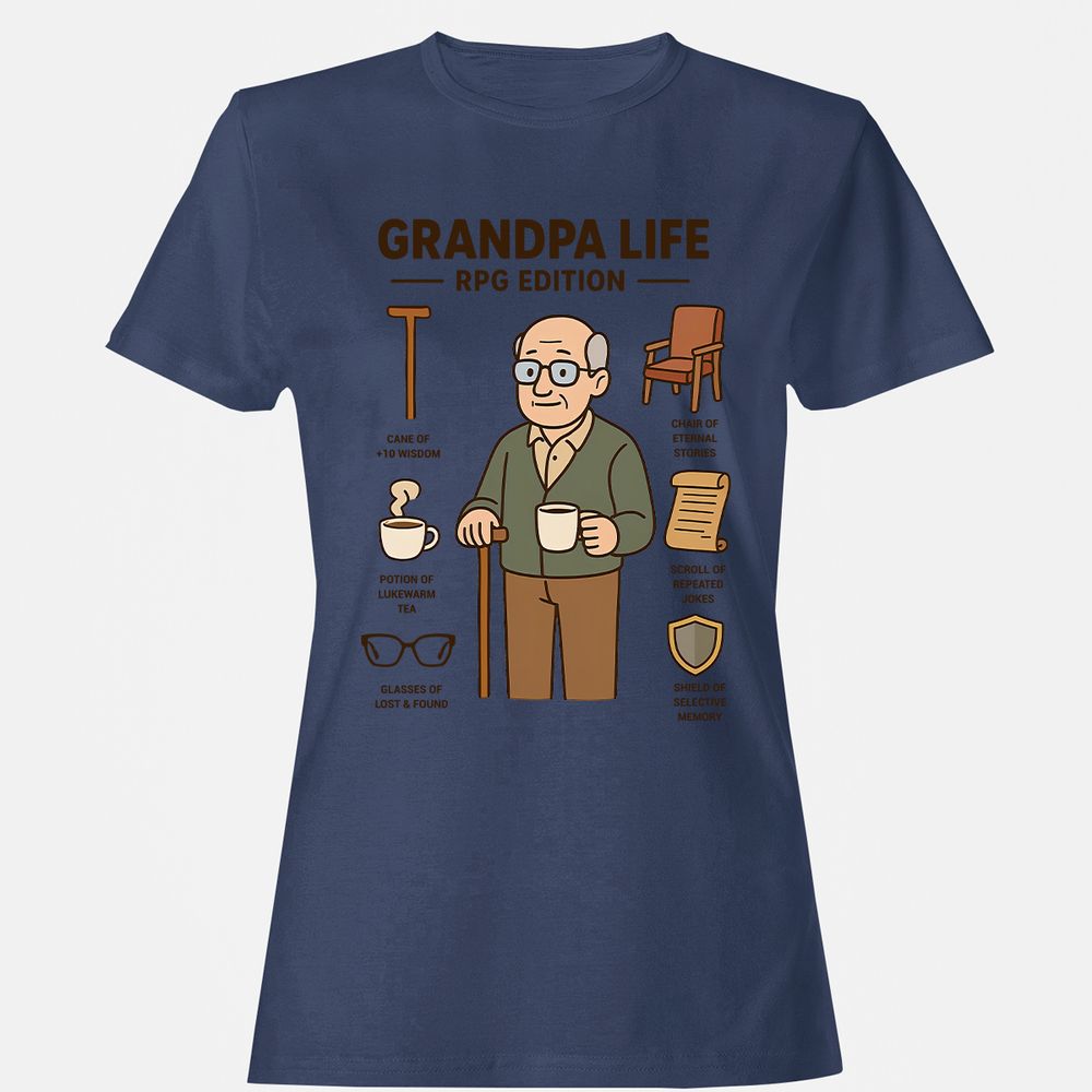 Grandpa Life RPG Edition Women's T-Shirt - Navy - 10