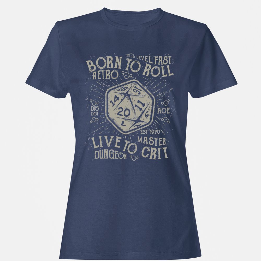Born To Roll Live To Crit Women's T-Shirt - Navy - 10