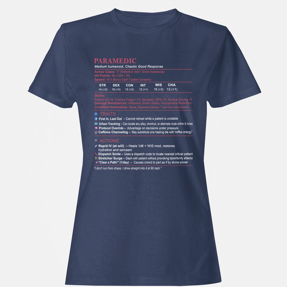 Paramedic Stats Women's T-Shirt - Navy - 10