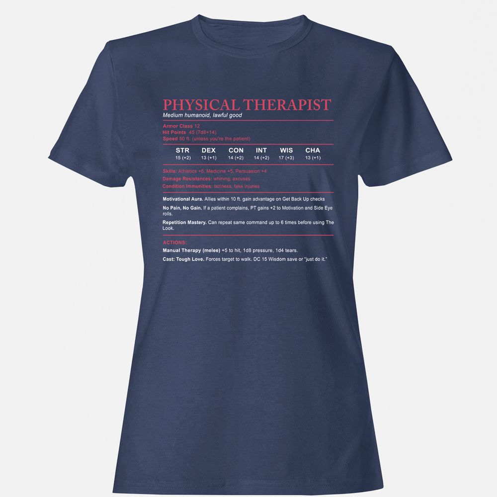Physical Therapist Stats Women's T-Shirt - Navy - 10