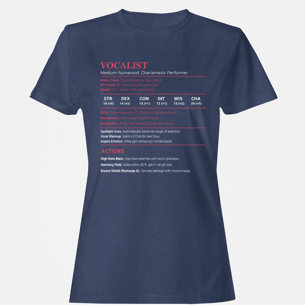 Vocalist Stats Women's T-Shirt - Navy - 10