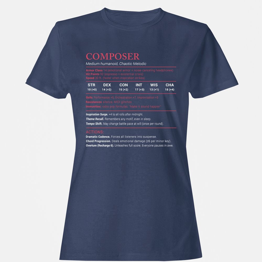 Composer Stats Women's T-Shirt - Navy - 10