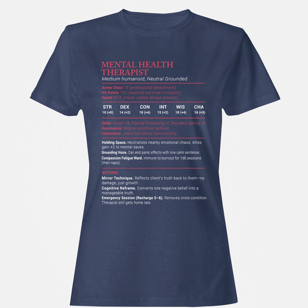 Mental Health Therapist Stats Women's T-Shirt - Navy - 10