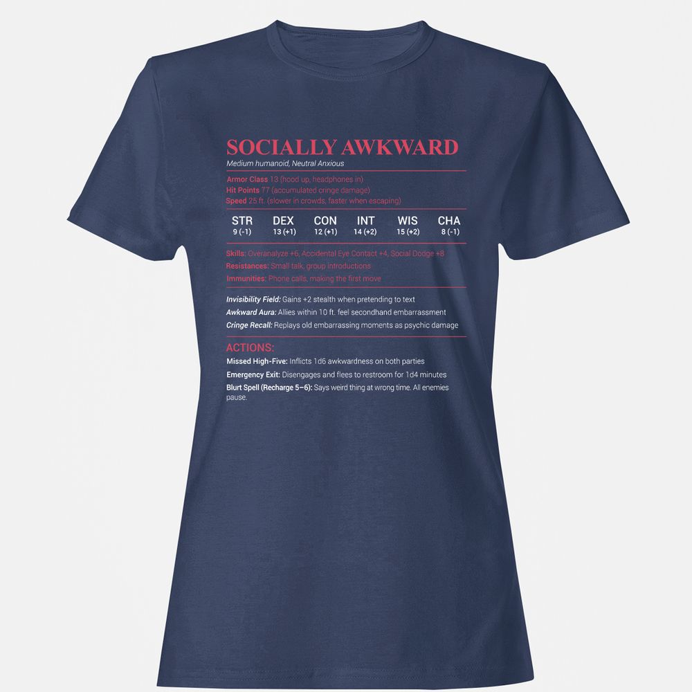 Socially Awkward Stats Women's T-Shirt - Navy - 10