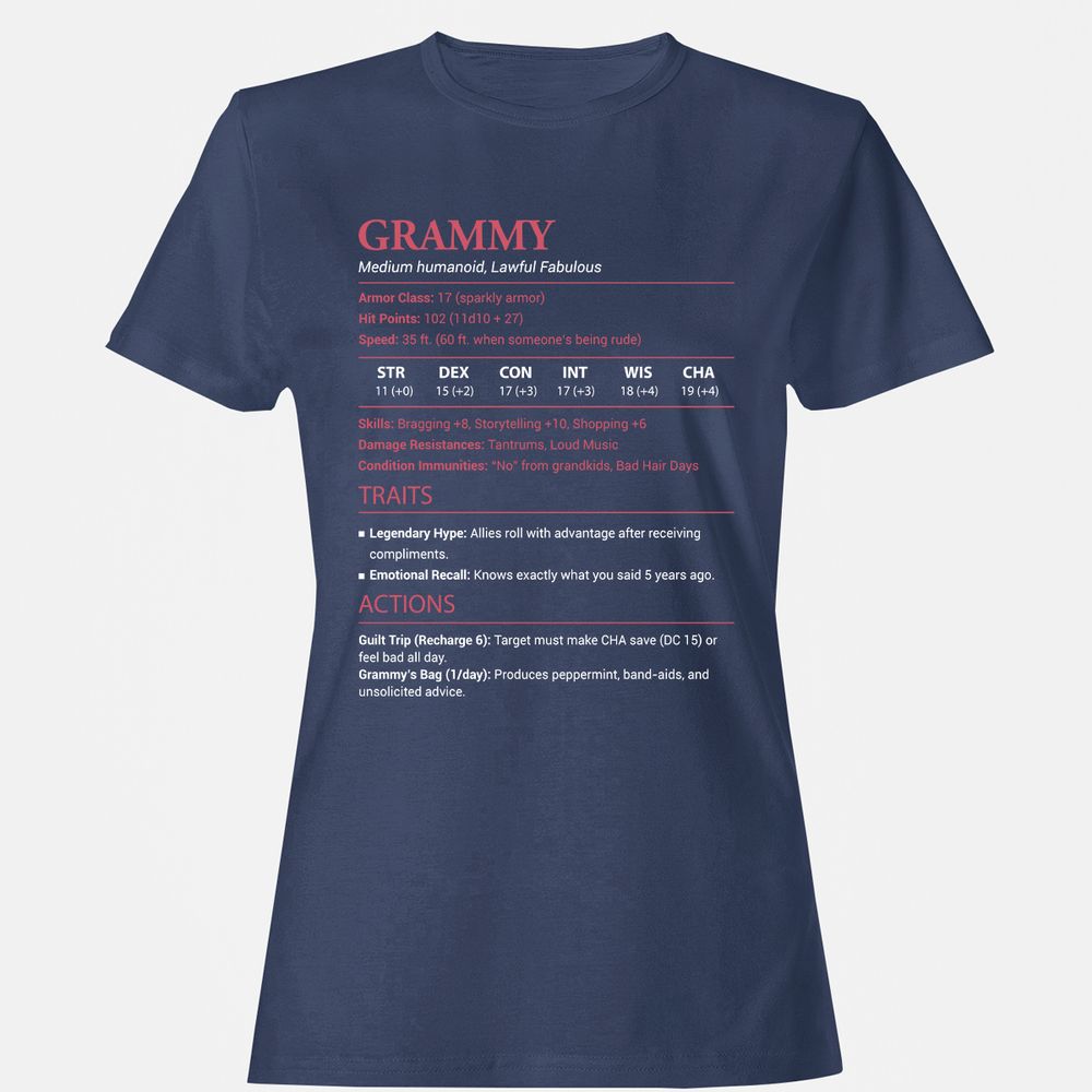 Grammy Stats Women's T-Shirt - Navy - 10