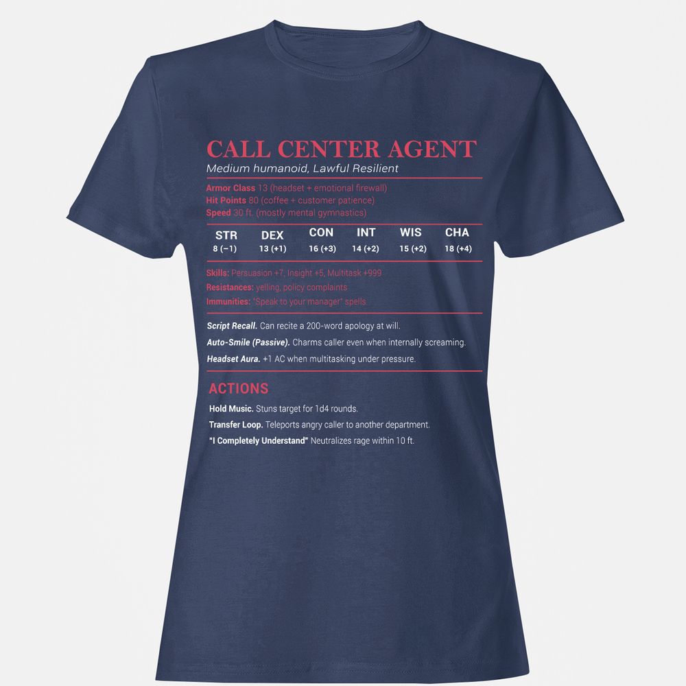 Call Center Agent Stats Women's T-Shirt - Navy - 10