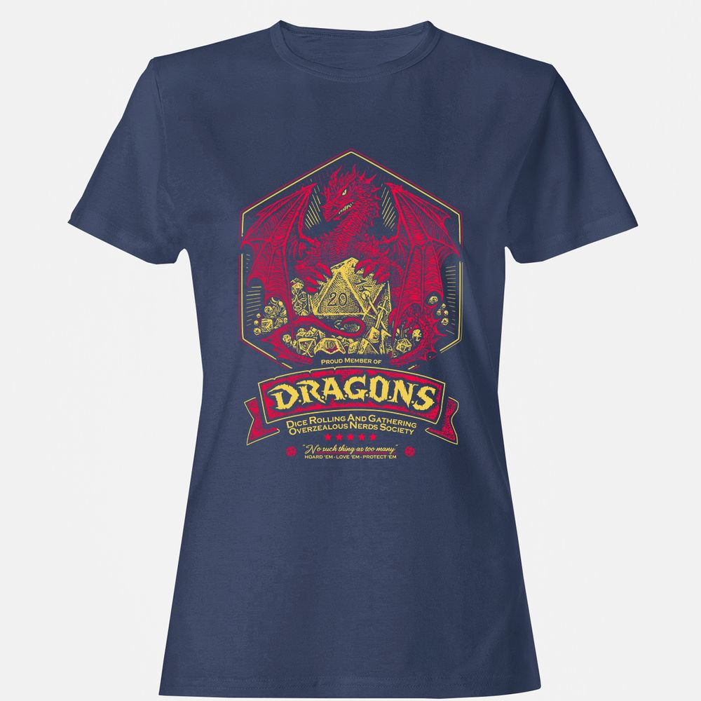 Fantasy Dragon With Dice - Navy - 10
