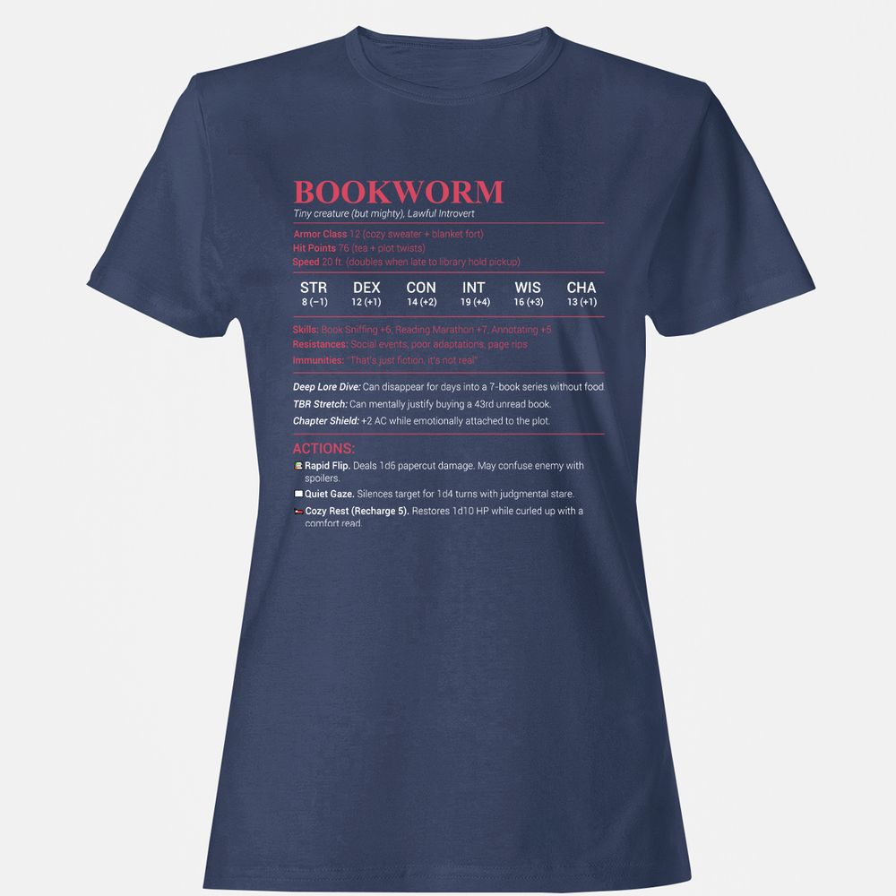 Bookworm Stats Women's T-Shirt - Navy - 10