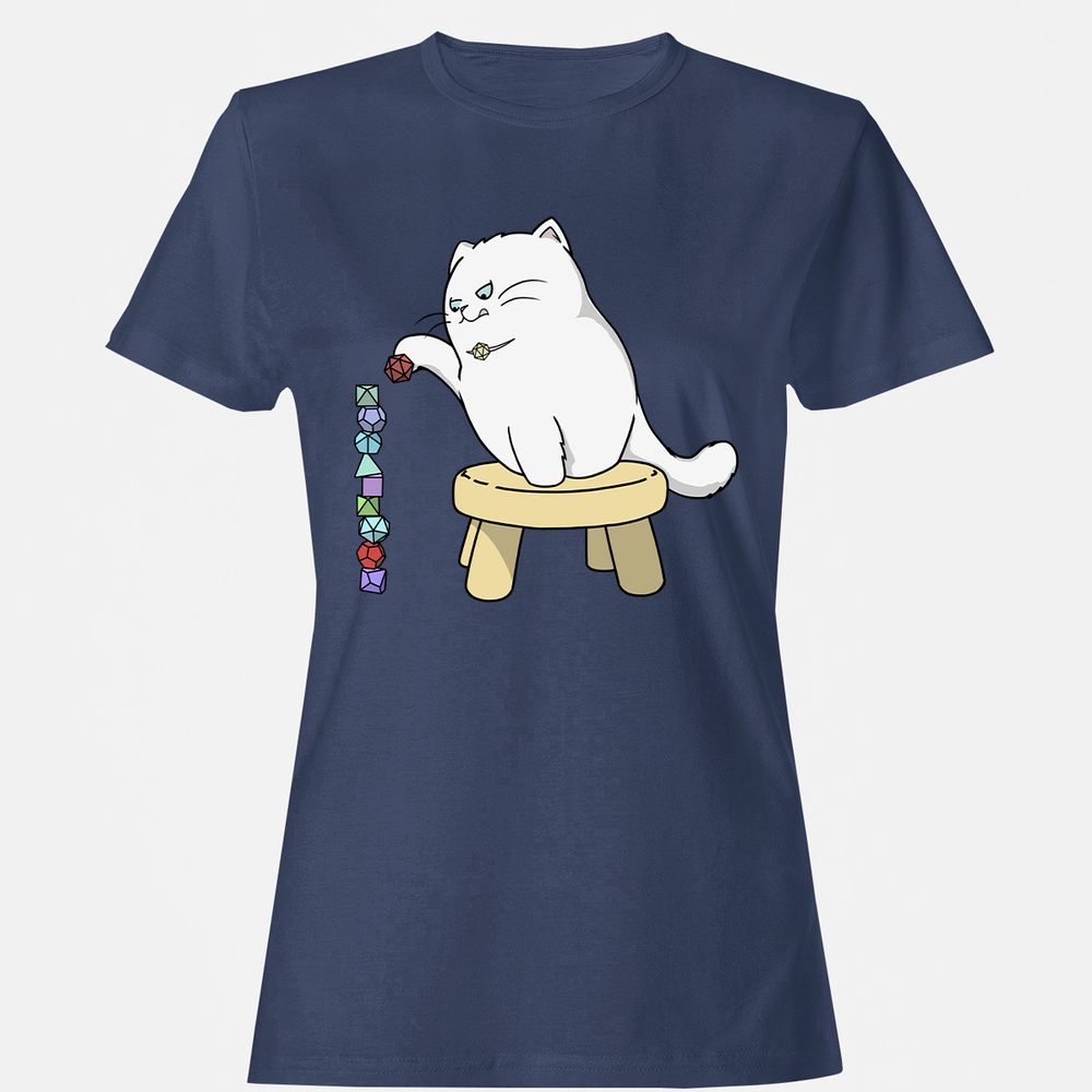 Cat Stacking Dice Women's T-Shirt - Navy - 10