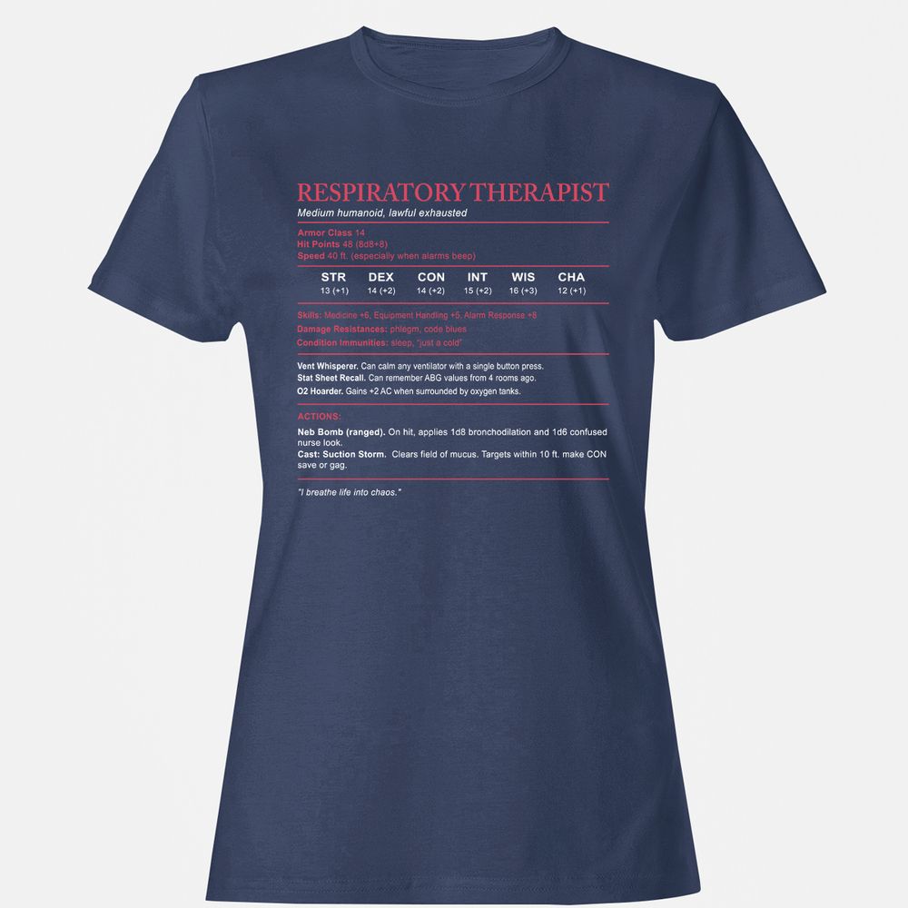 Respiratory Therapist Women's T-Shirt - Navy - 10