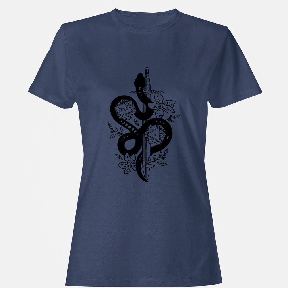 D20 Snake and Sword Women's T-Shirt - Navy - 10