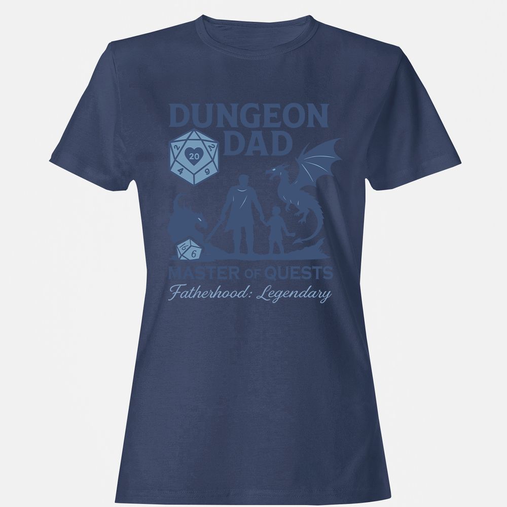 Dungeon Dad Master Of Quests Women's T-Shirt - Navy - 10