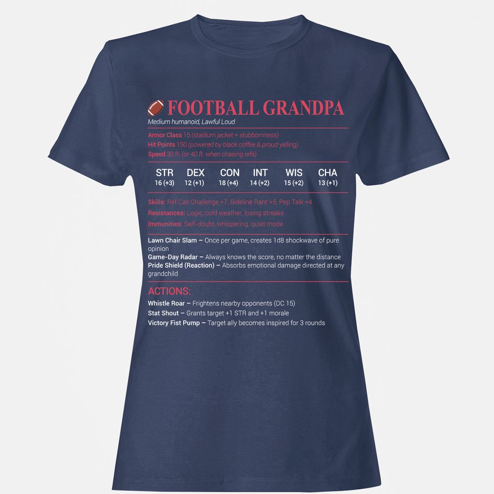 Football Grandpa Women's T-Shirt - Navy - 10