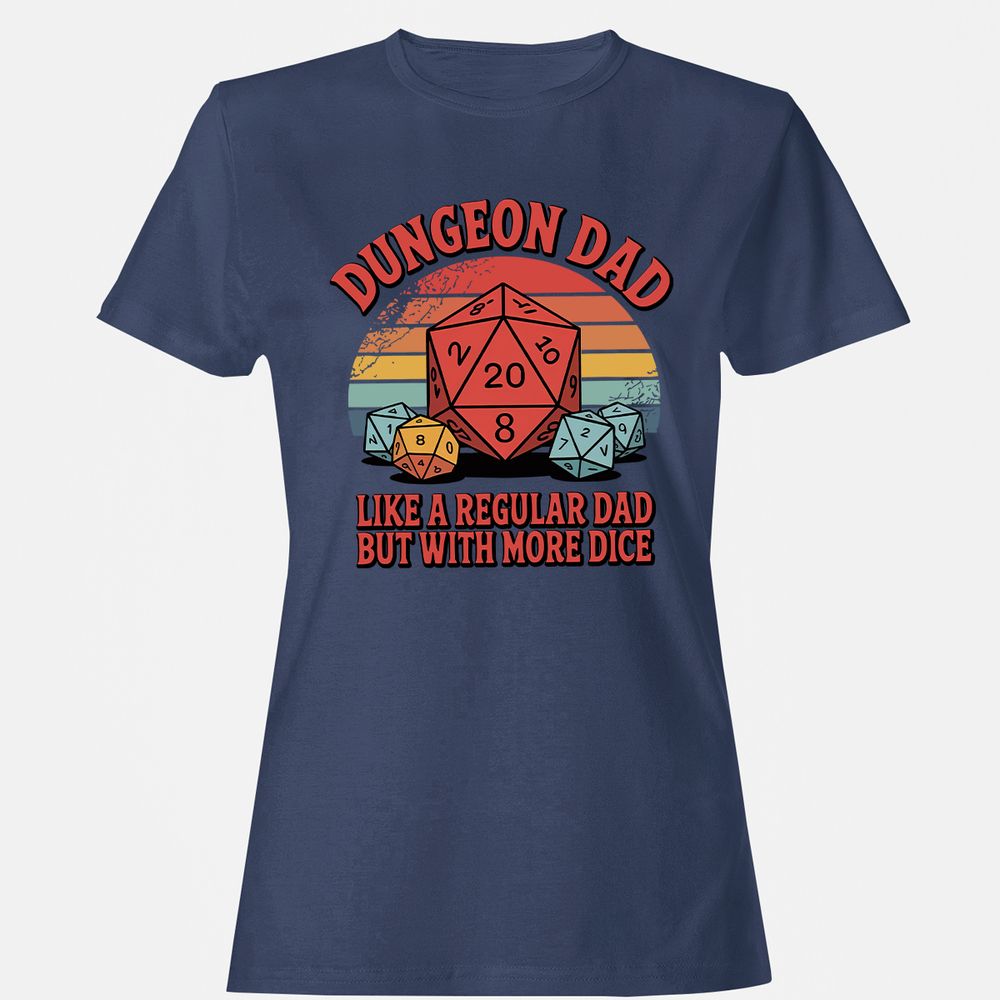 Dungeon Dad With More Dice Women's T-Shirt - Navy - 10