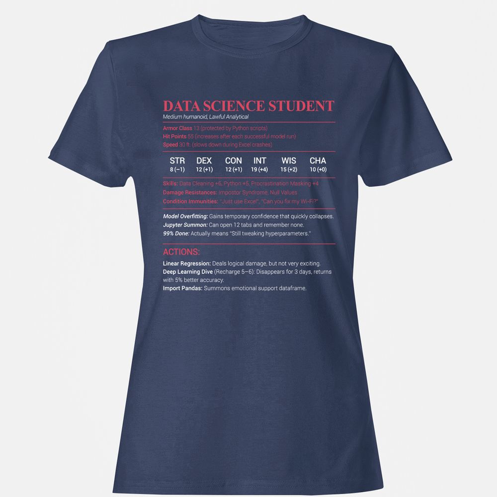 Data Science Student Women's T-Shirt - Navy - 10