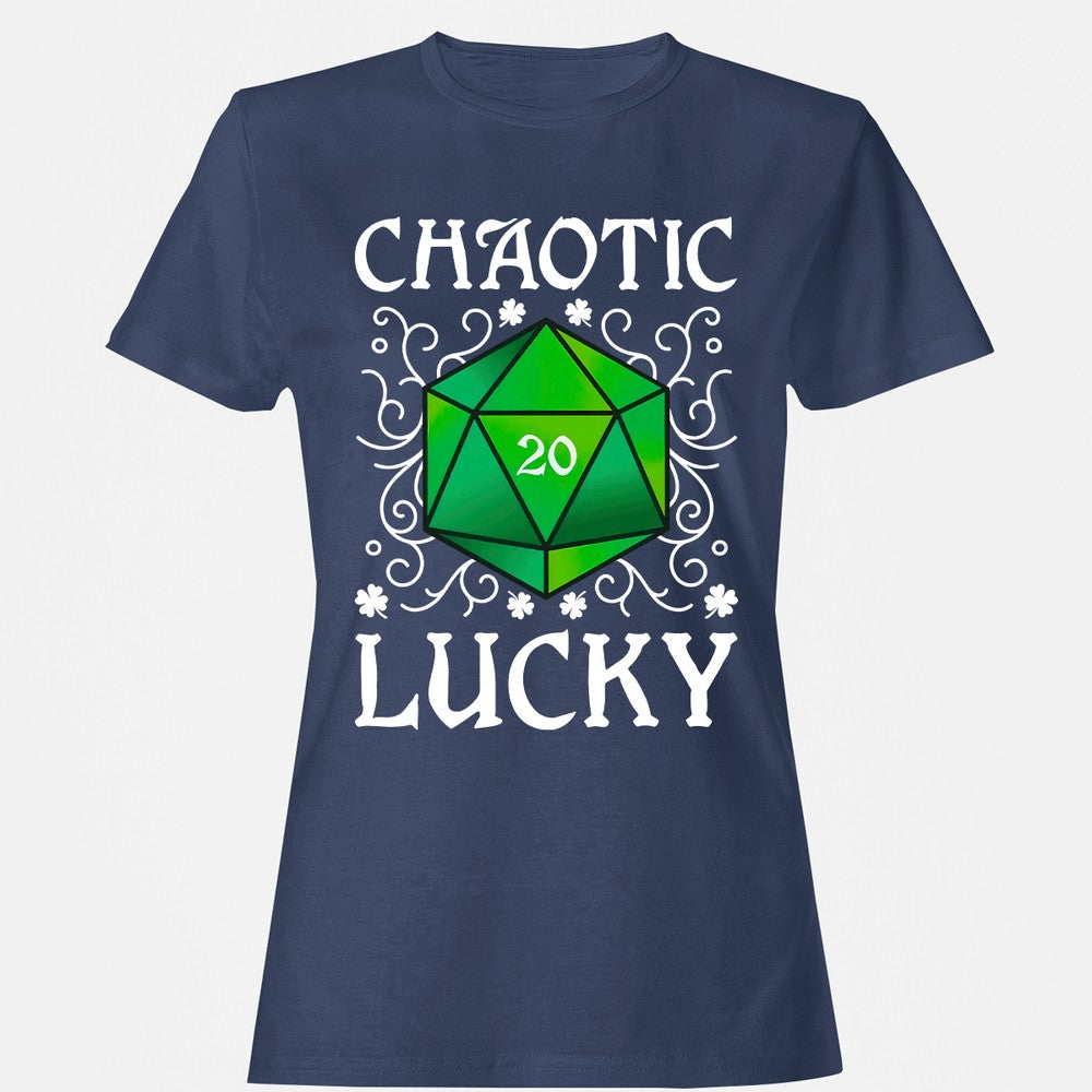 Chaotic Lucky D20 Dice Women's T-Shirt - Navy - 10