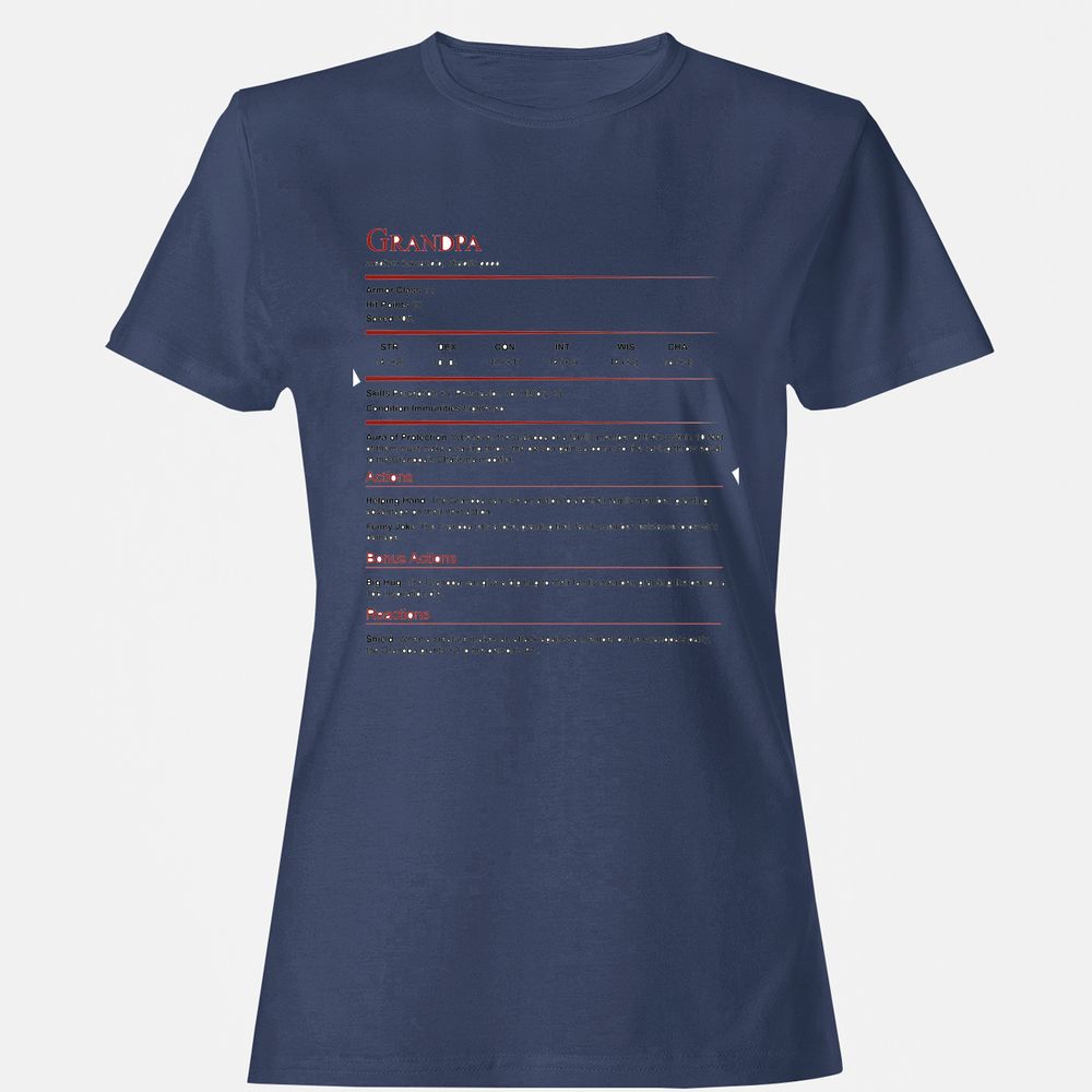 Grandpa Stat Block Women's T-Shirt - Navy - 10