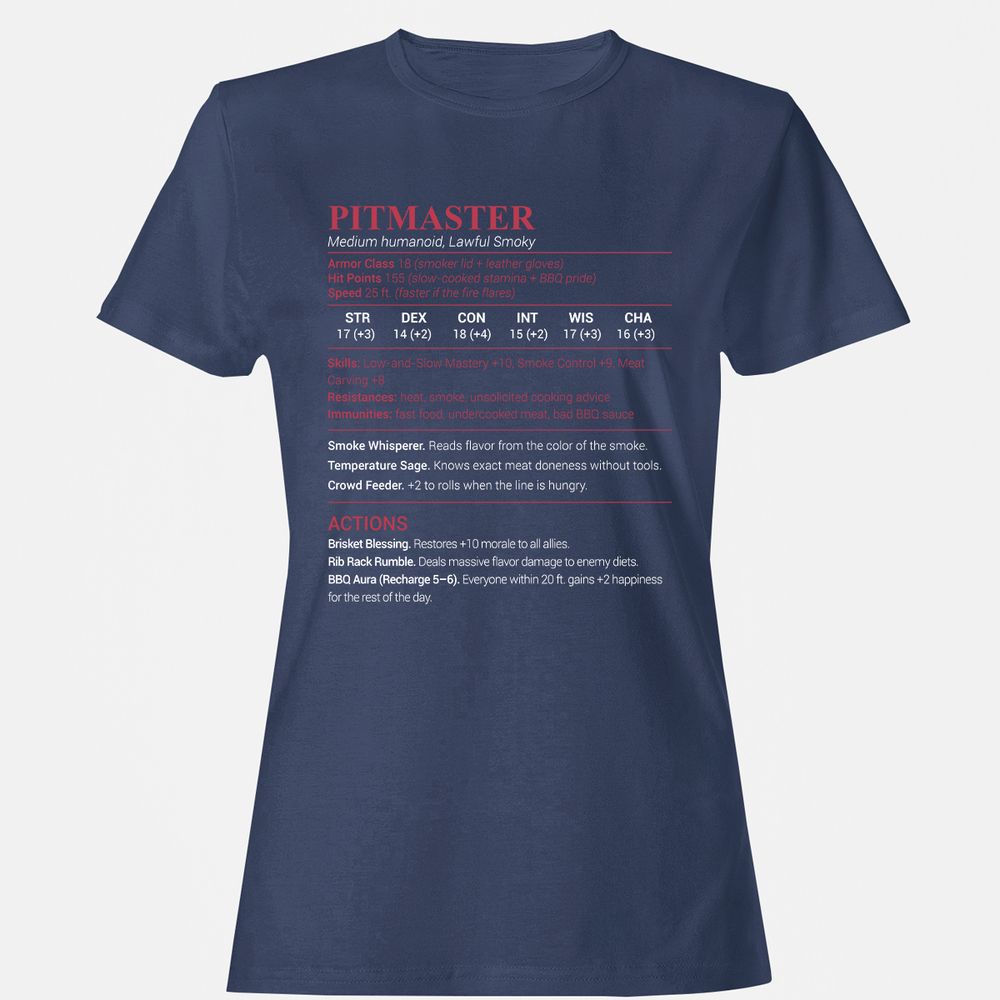 Pitmaster Stats Women's T-Shirt - Navy - 10