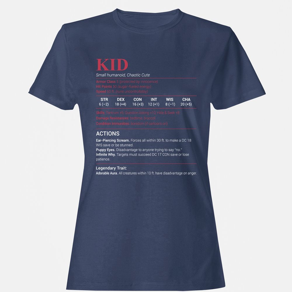 Kid Stats Women's T-Shirt - Navy - 10