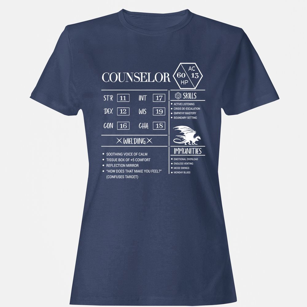 Counselor New Women's T-Shirt - Navy - 10