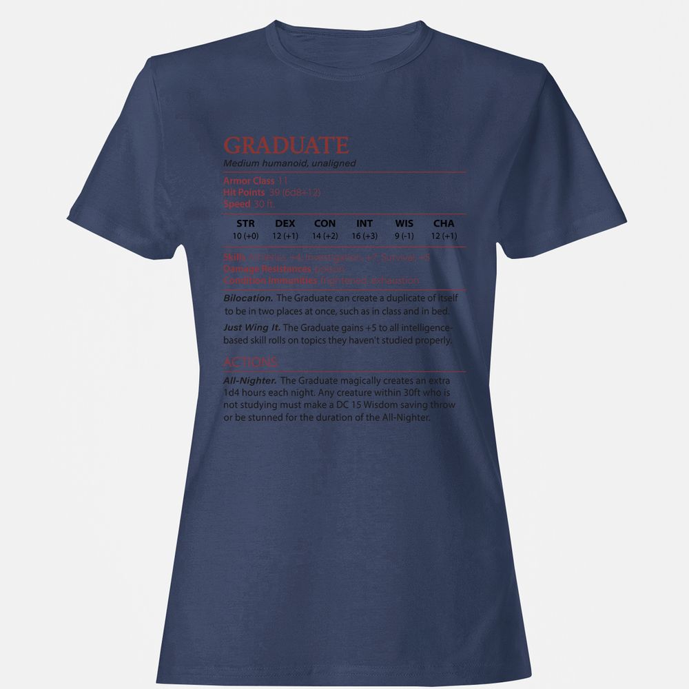 Graduate Stats Women's T-Shirt - Navy - 10