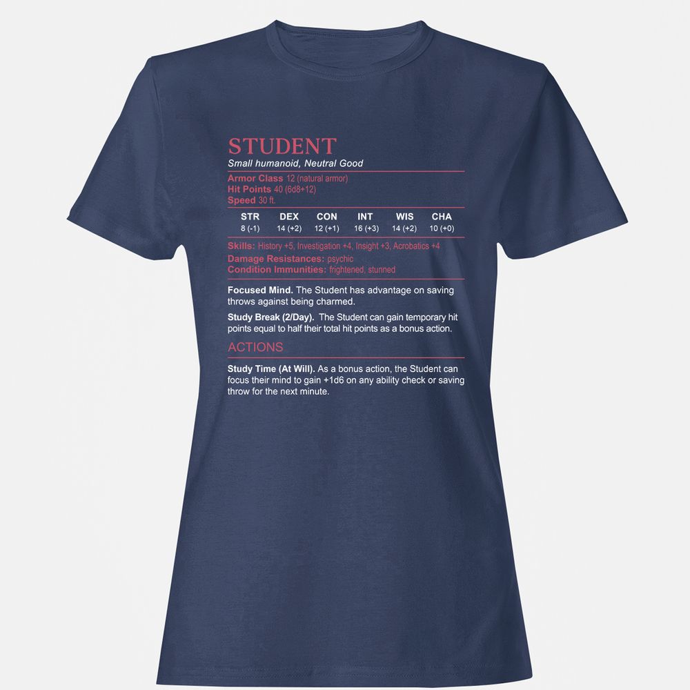 Student Stats Women's T-Shirt - Navy - 10