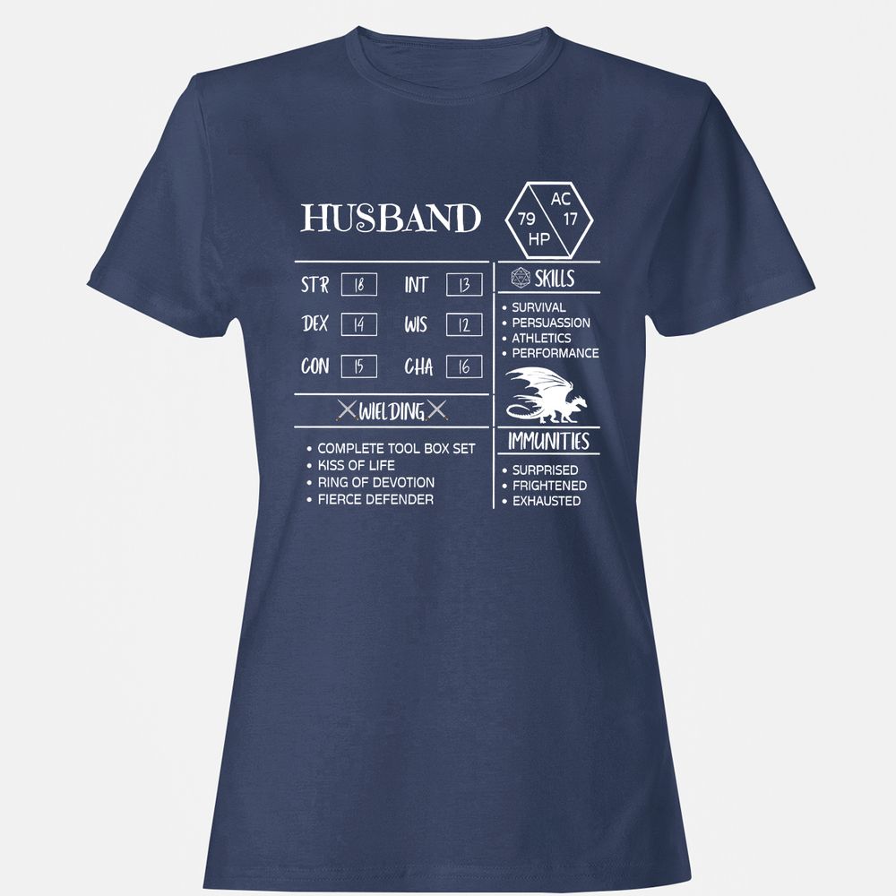 Husband Stats 2 Women's T-Shirt - Navy - 10