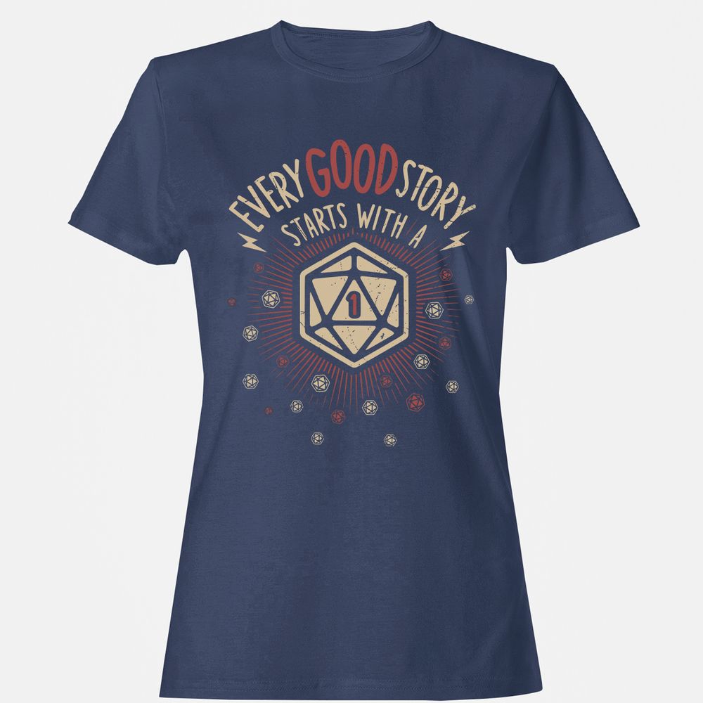 Good Story Starts With A 1 Women's T-Shirt - Navy - 10