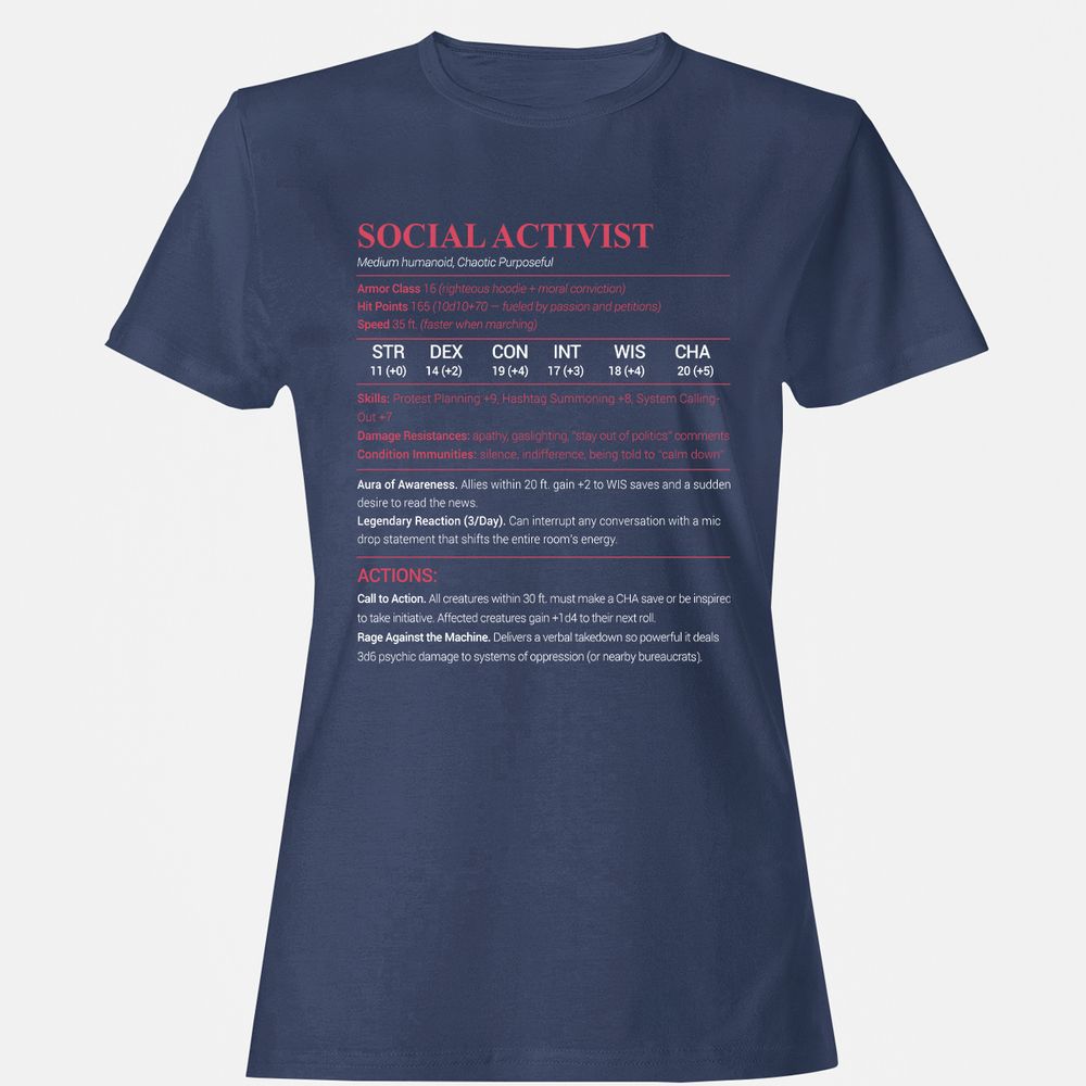 Social Activist Women's T-Shirt - Navy - 10