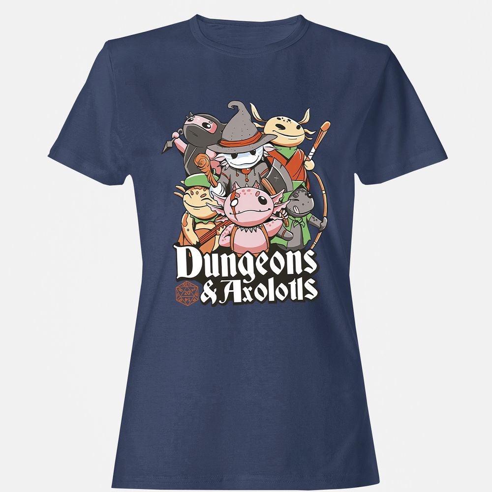Dungeons And Axolotls Women's T-Shirt - Navy - 10