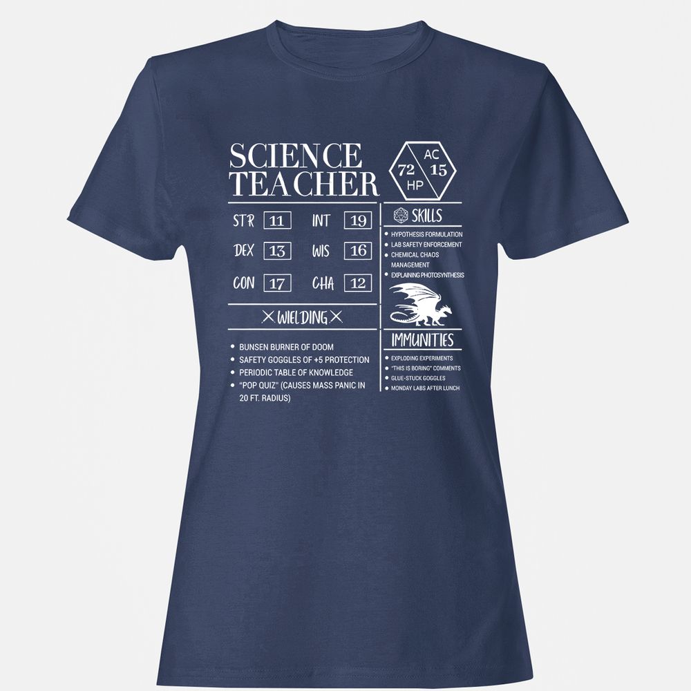 Science Teacher New Women's T-Shirt - Navy - 10
