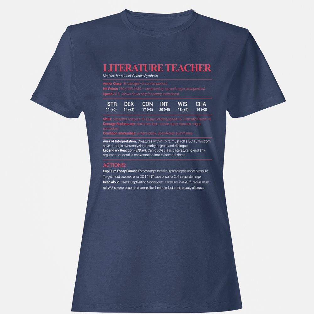 Literature Teacher Women's T-Shirt - Navy - 10