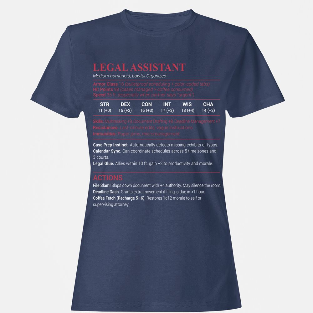 Legal Assistant Women's T-Shirt - Navy - 10