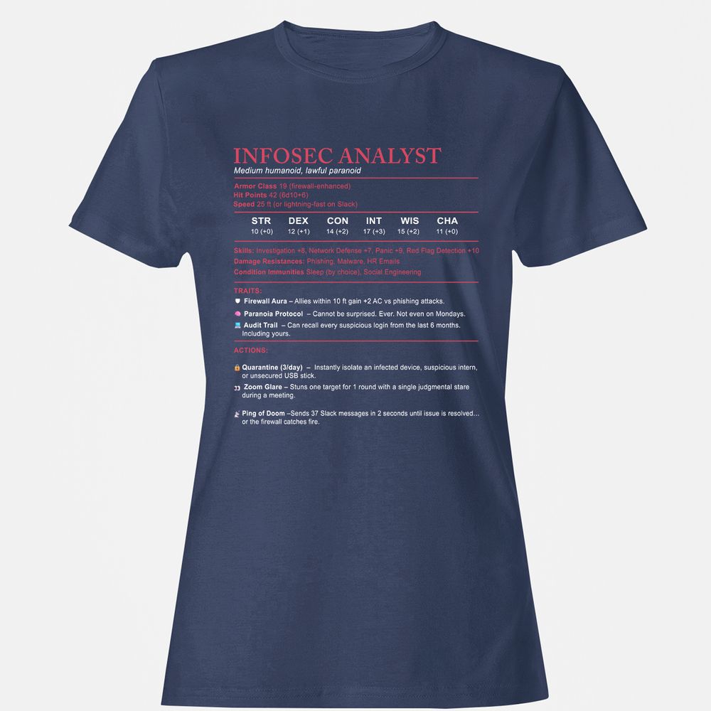 Information Security Analyst Stats Women's T-Shirt - Navy - 10