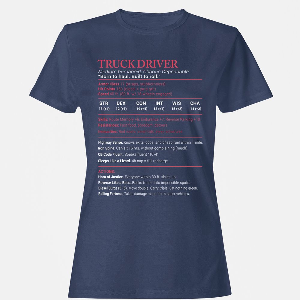 Truck Driver Stats Women's T-Shirt - Navy - 10