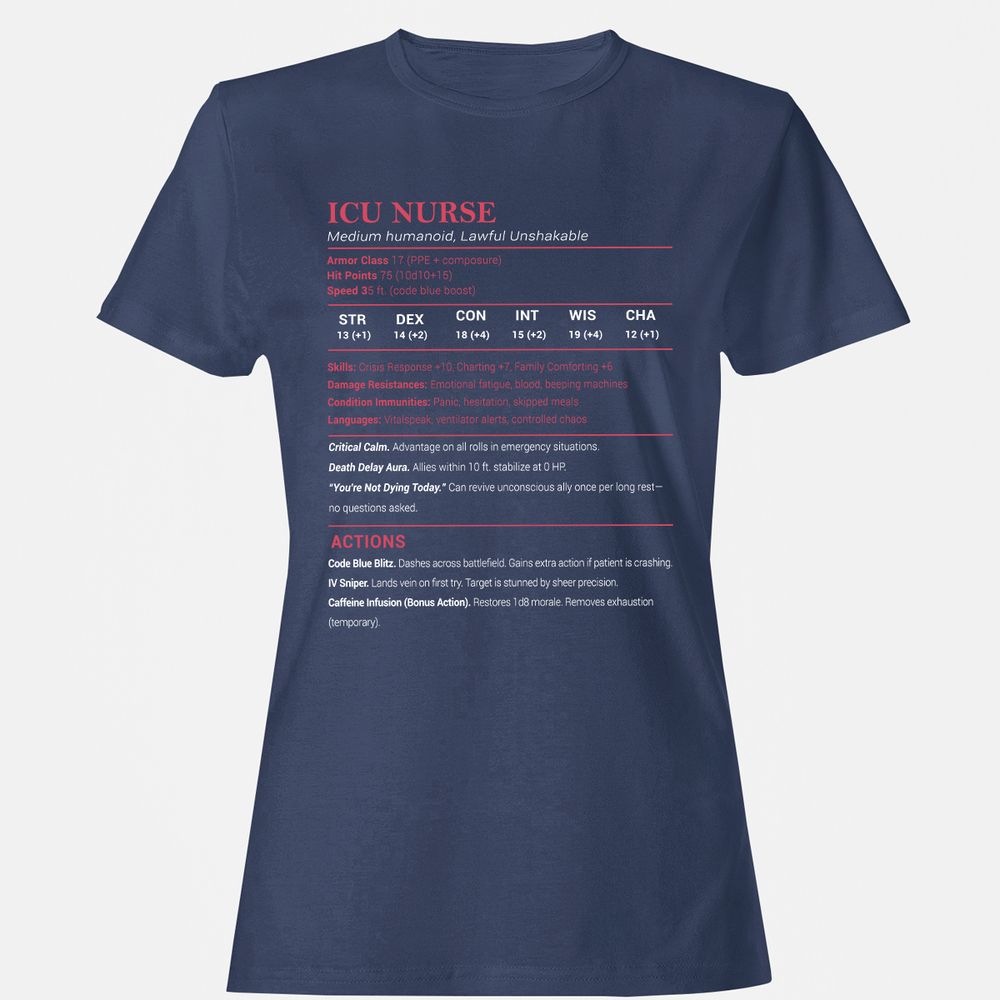 ICU Nurse Stats Women's T-Shirt - Navy - 10