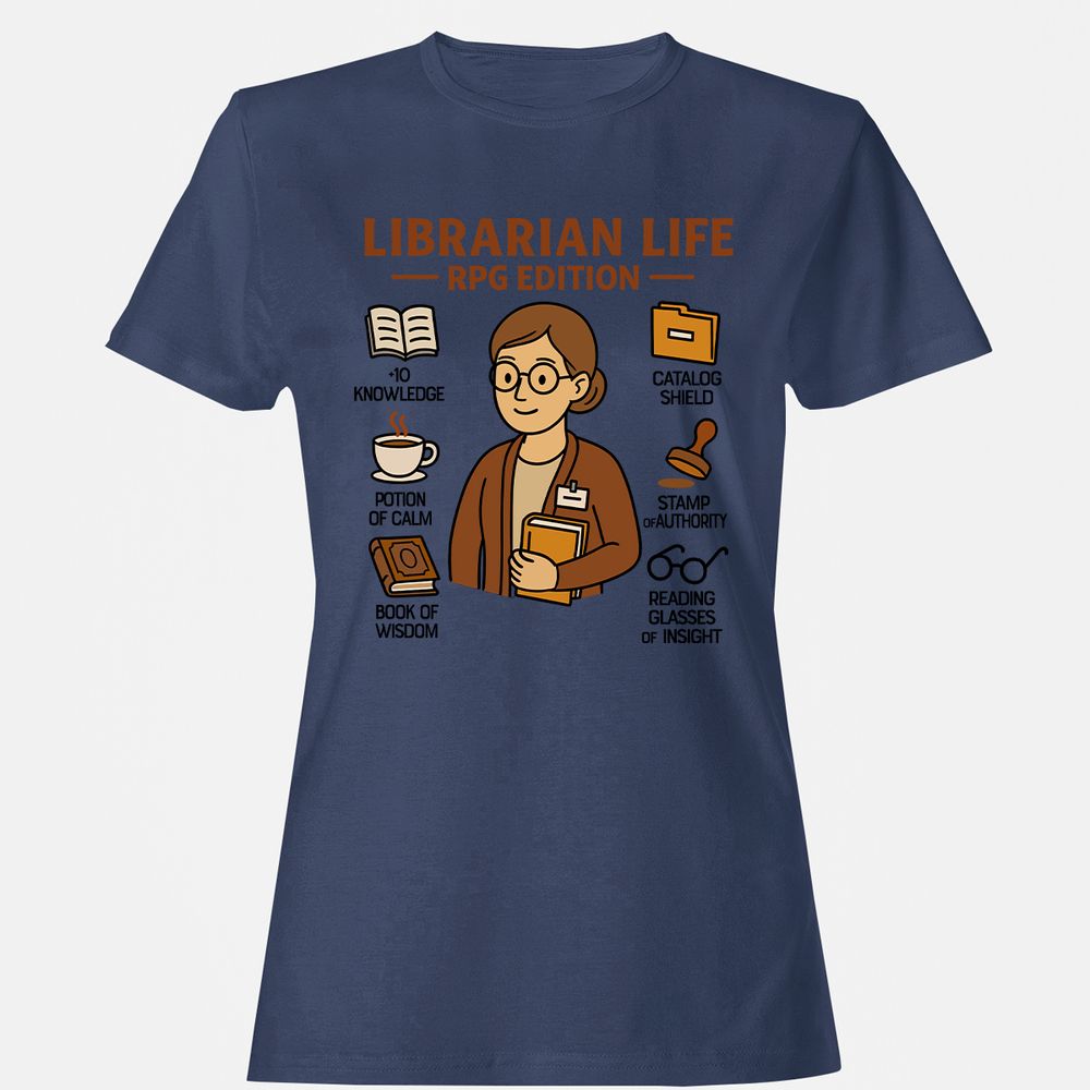 Librarian Life RPG Edition Women's T-Shirt - Navy - 10
