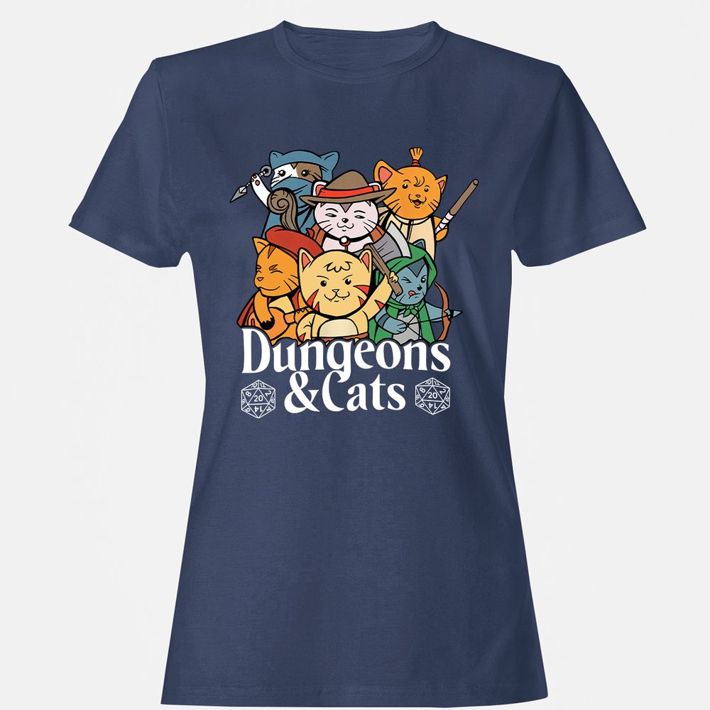 Dungeons & Cats Women's T-Shirt - Navy - 10