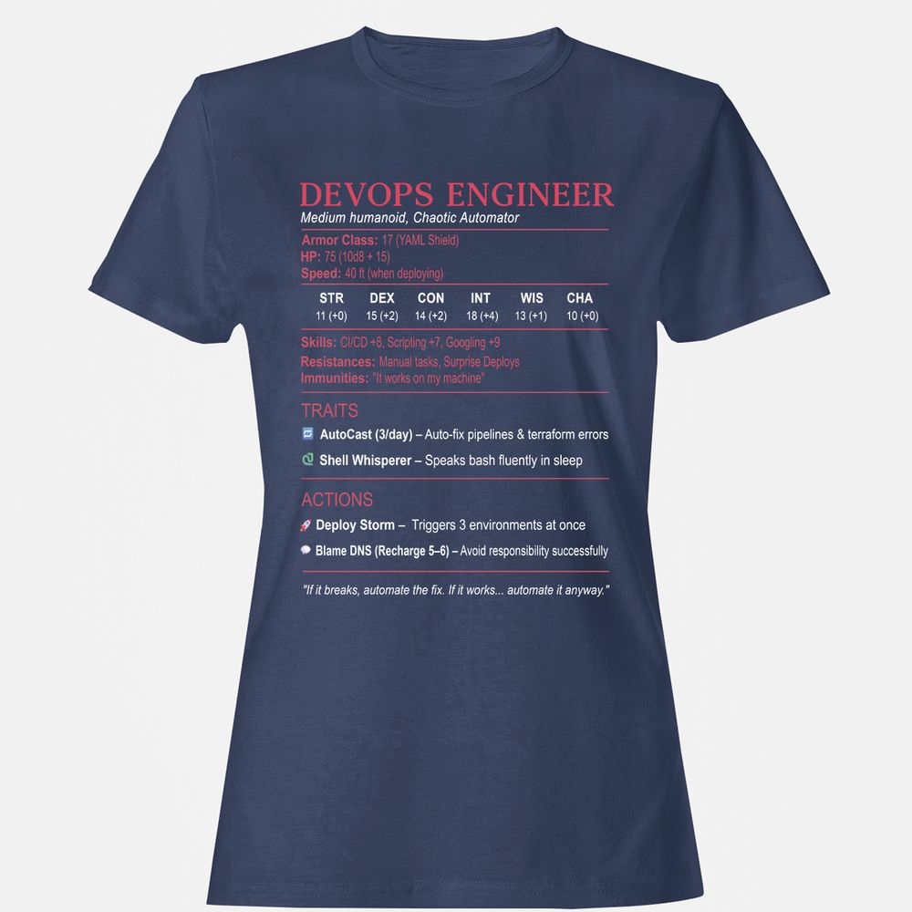 DevOps Engineer Stats Women's T-Shirt - Navy - 10