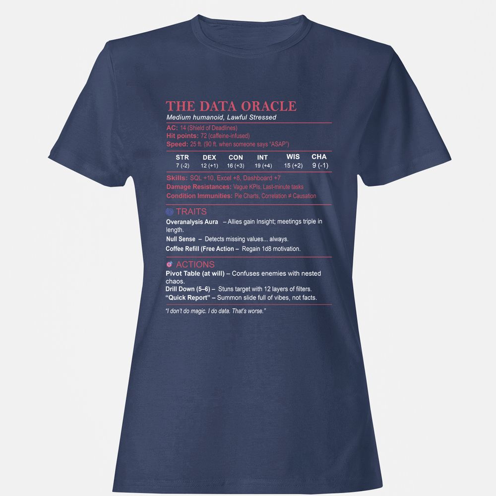 Data Analyst Stats (The Data Oracle) Women's T-Shirt - Navy - 10