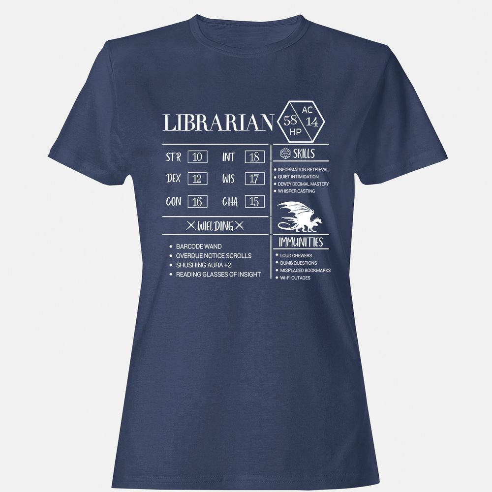 Librarian New Women's T-Shirt - Navy - 10