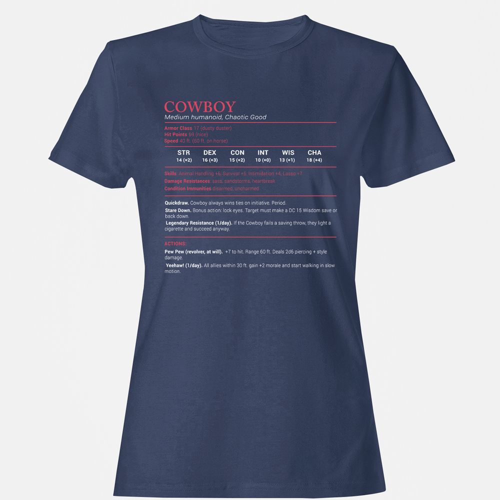 Cowboy Stats Women's T-Shirt - Navy - 10