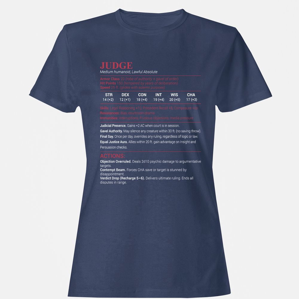 Judge Stats Women's T-Shirt - Navy - 10