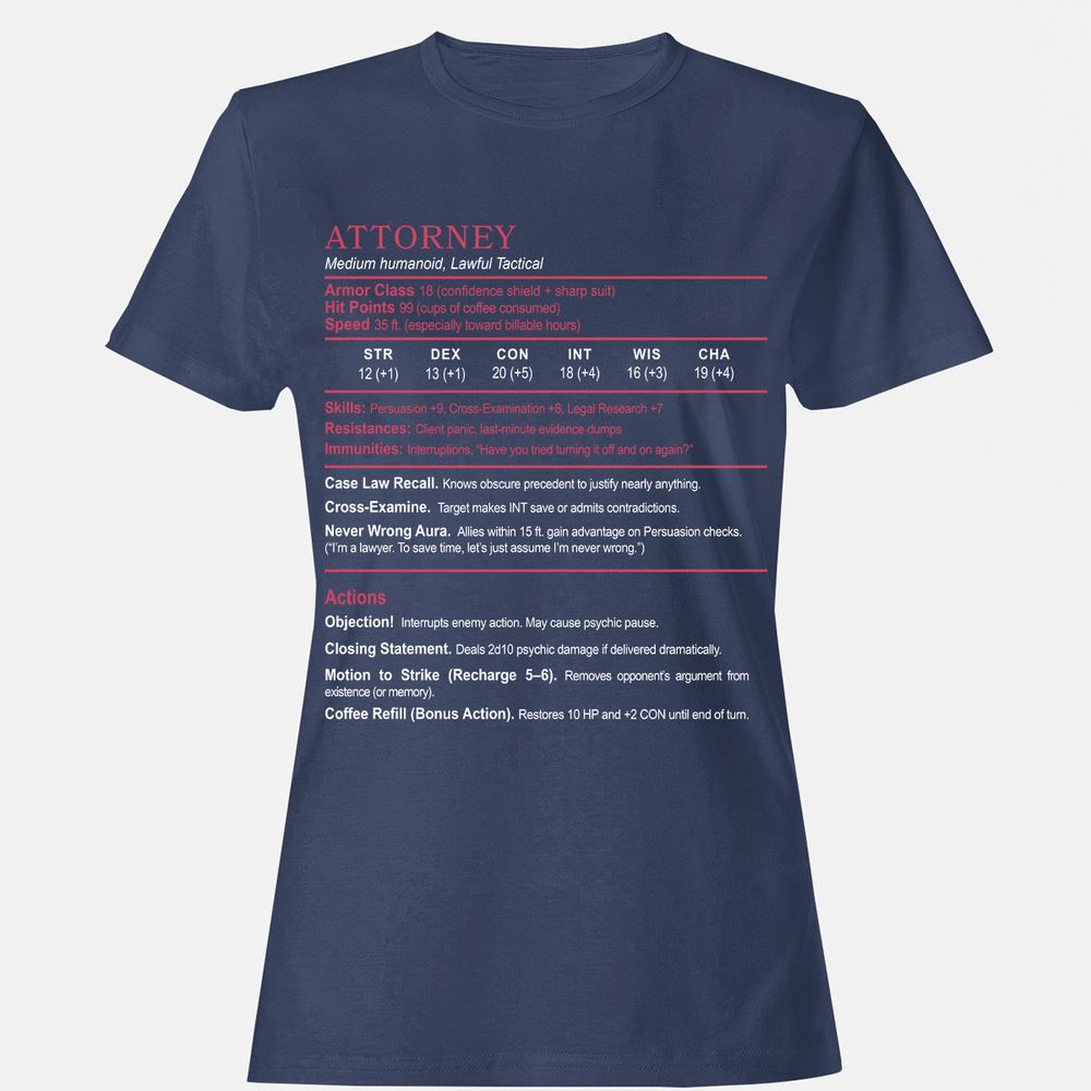 Attorney Women's T-Shirt - Navy - 10