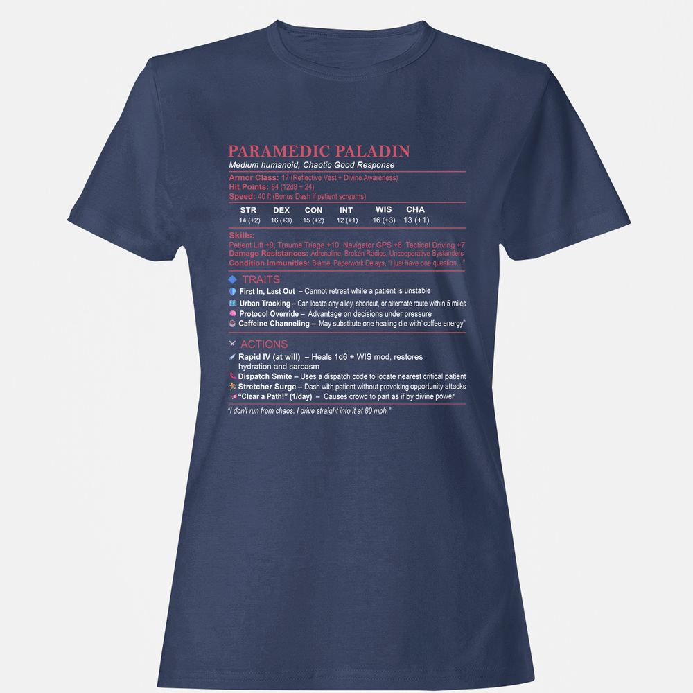 Paramedic Stats Women's T-Shirt - Navy - 10