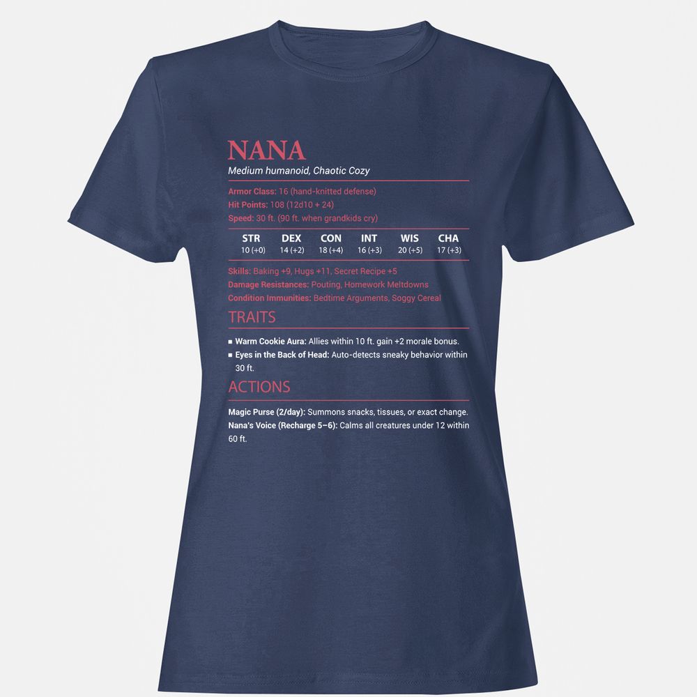 Nana Stats Women's T-Shirt - Navy - 10