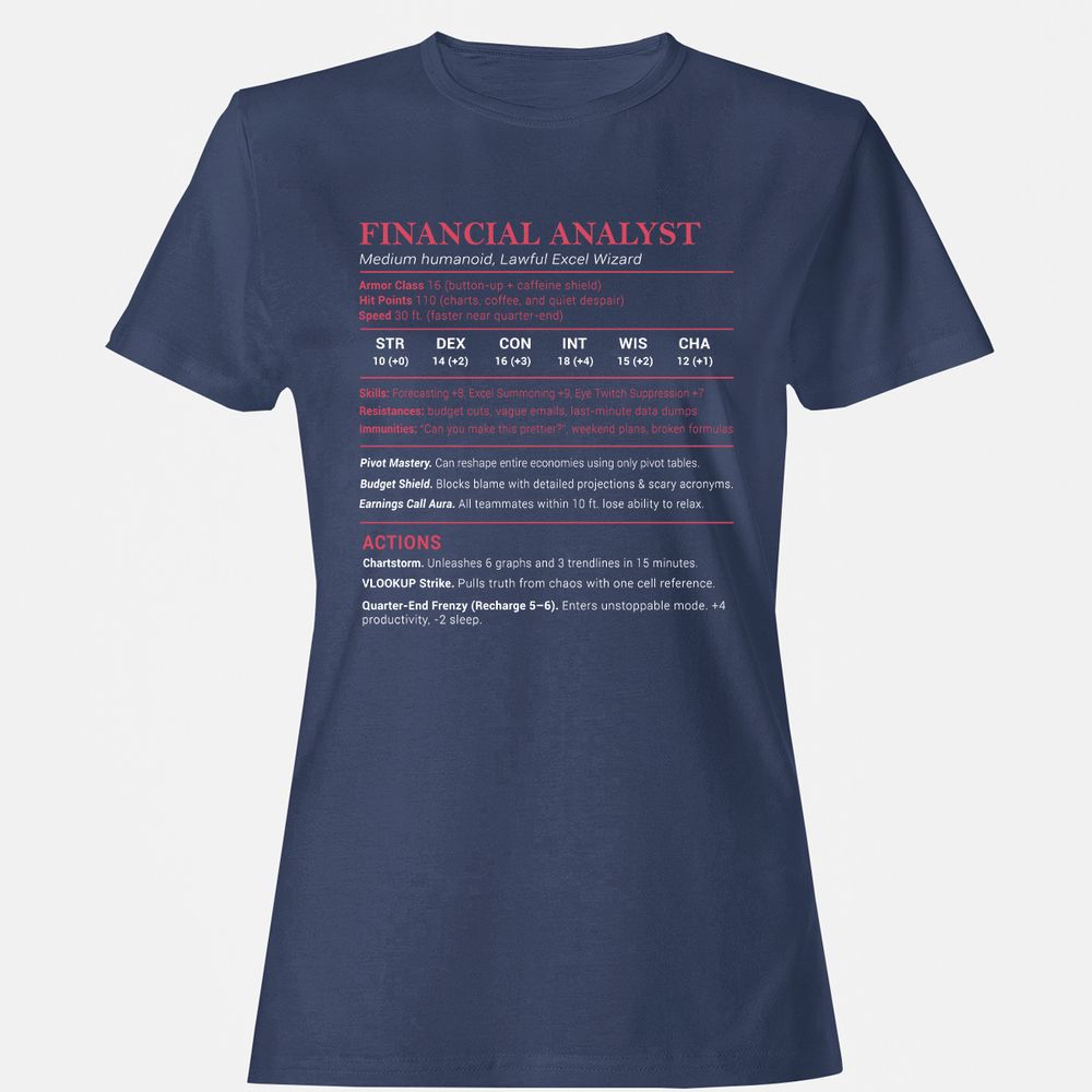 Financial Analyst Stats Women's T-Shirt - Navy - 10