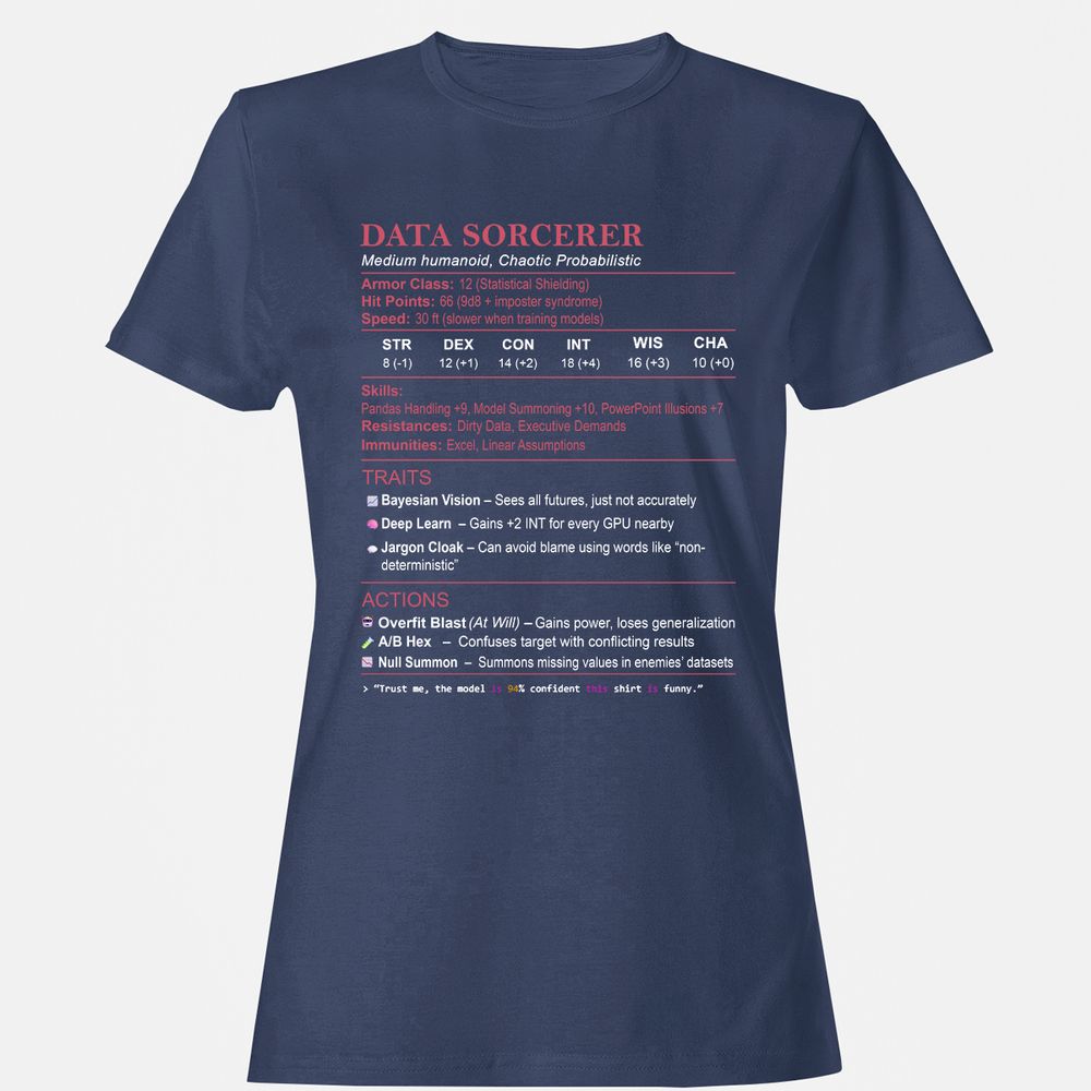Data Scientist Stats (Data Sorcerer) Women's T-Shirt - Navy - 10