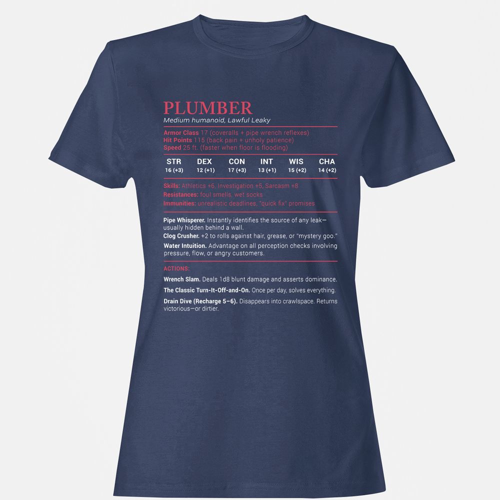 Plumber Stats Women's T-Shirt - Navy - 10